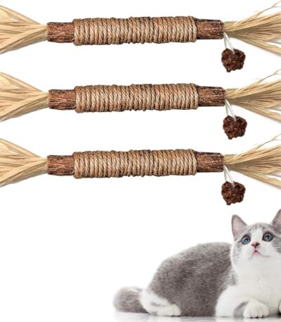 Redreo Katzenminze Sticks, 3 Stück Katzen Kauhölzer Sticks für Katzen Zahnpflege & Gegen Mundgeruch Natürlich Sicher Katzensticks Kausticks
