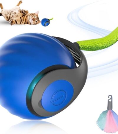 Katzenspielzeug, 2025 Neu Magic Ball Hund, Interaktives Hundespielzeug Ball, Spielball Hund Elektrisch, Katzenspielzeug Selbstbeschäftigung mit Ersatzschwanz (Blau-1PCS)