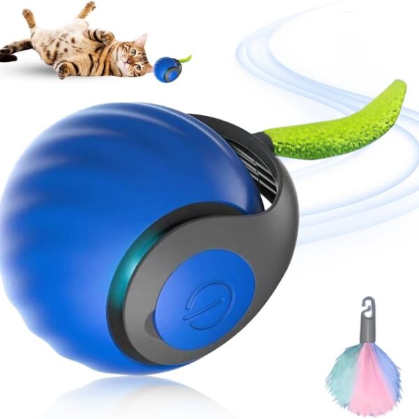 Katzenspielzeug, 2025 Neu Magic Ball Hund, Interaktives Hundespielzeug Ball, Spielball Hund Elektrisch, Katzenspielzeug Selbstbeschäftigung mit Ersatzschwanz (Blau-1PCS)