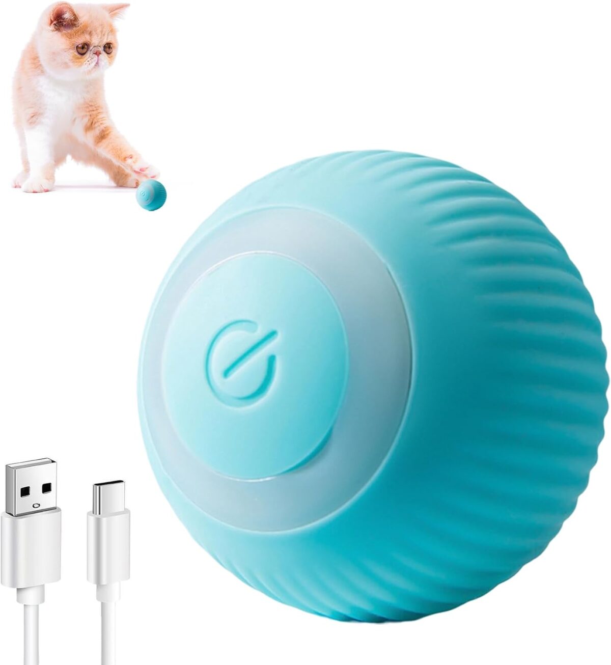 ILantule Katzenspielzeug Elektrisch Katzenball,360 Grad Rollbal Interaktives Katzenspielzeug USB Wiederaufladbarer Elektrische Katzenbälle für Katzen/Hund