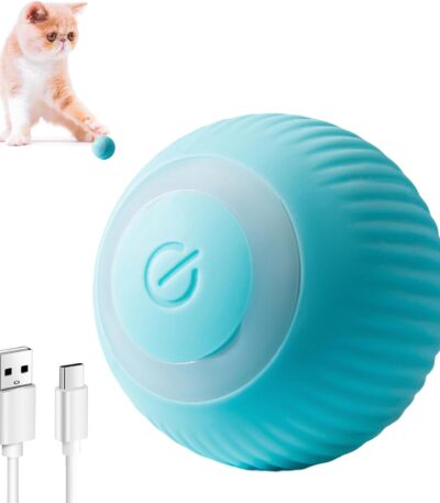ILantule Katzenspielzeug Elektrisch Katzenball,360 Grad Rollbal Interaktives Katzenspielzeug USB Wiederaufladbarer Elektrische Katzenbälle für Katzen/Hund