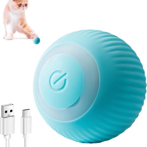ILantule Katzenspielzeug Elektrisch Katzenball,360 Grad Rollbal Interaktives Katzenspielzeug USB Wiederaufladbarer Elektrische Katzenbälle für Katzen/Hund