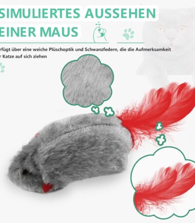 FYNIGO 2 Stück Katzenspielzeug Selbstbeschäftigung Hängende Türrahmen Elastische Maus mit Quietschgeräusch, Keine Batterien erforderlich, interaktives Katzenspielzeug Maus mit Federschwanz