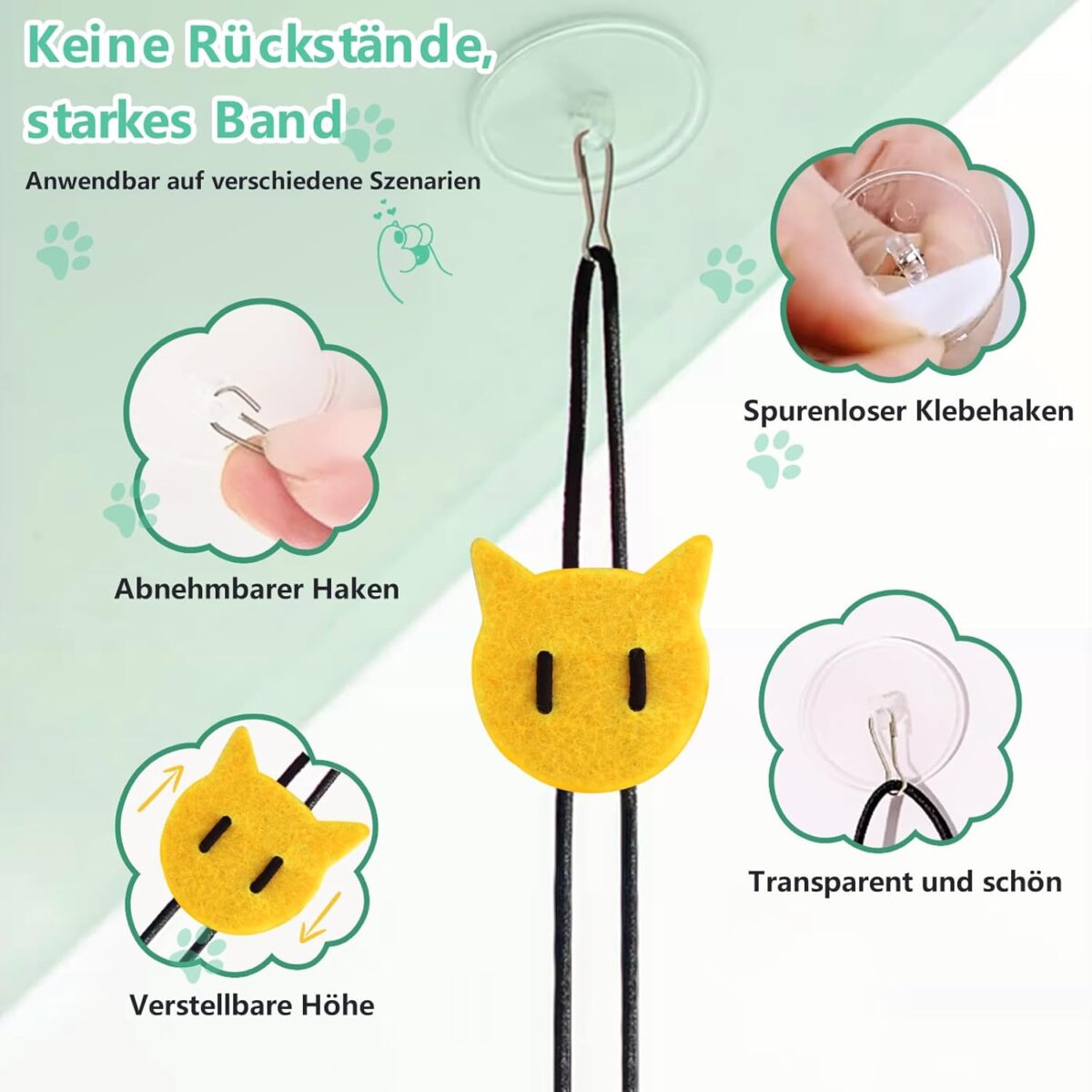 FYNIGO 2 Stück Katzenspielzeug Selbstbeschäftigung Hängende Türrahmen Elastische Maus mit Quietschgeräusch, Keine Batterien erforderlich, interaktives Katzenspielzeug Maus mit Federschwanz