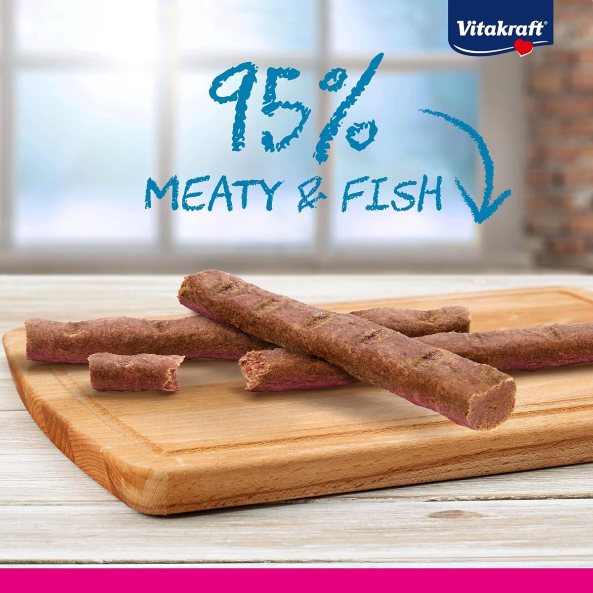 Vitakraft Cat Stick Classic, Katzensnack, fleischige Mini-Sticks, mit Lachs, in Vorratsgröße, ohne Zusatz von Zucker und Getreide (10x 36g)