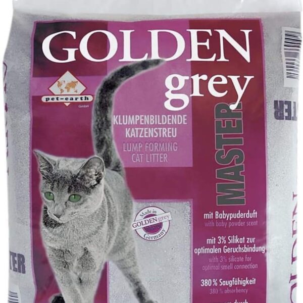 pet-earth Golden Grey Master Katzenstreu mit Babypuderduft 2x14kg
