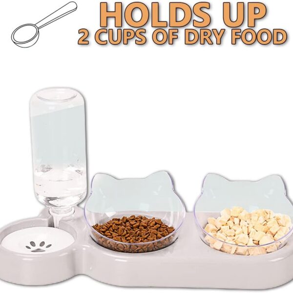 3-in-1 kattenvoerbak en waterbakset, set van 3 kattenbakken, dubbele kattenbakken met waterdispenser voor huisdieren, voerbak en waterbak voor katten en kleine honden