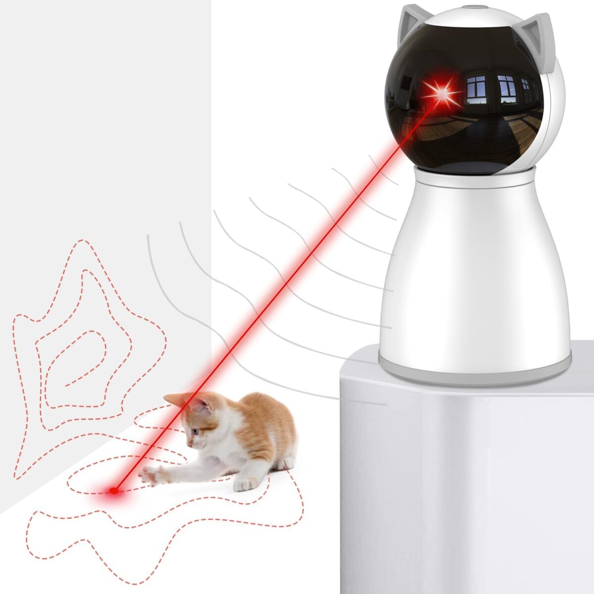 Petiepaw Kattelegetøj, med ægte tilfældig bane, bevægelsesaktiveret genopladelig automatisk kat laserlegetøj, interaktivt kattelegetøj til katte/killinger/hunde