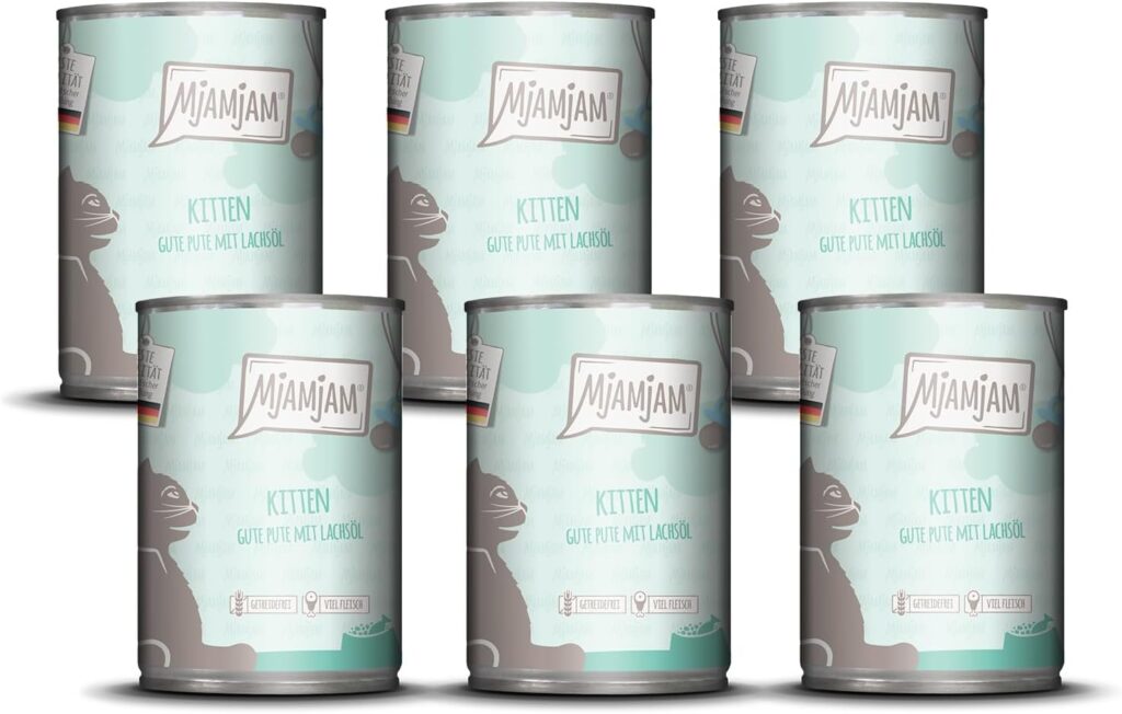 MjAMjAM - Premium natvoer voor katten - Kitten Good pillow met zalmolie, verpakking van 6 (6x400g), graanvrij