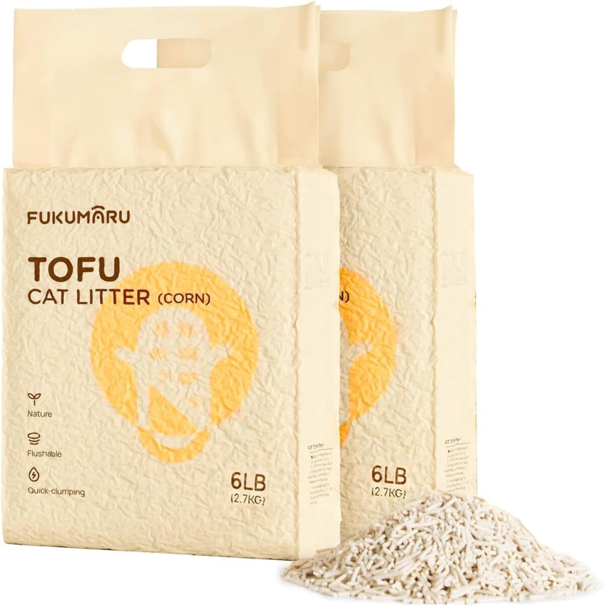 FUKUMARU Tofu Kattegrus 5,4 kg, kattegrus til katte, blandet majspellet, støvfri og let klumpende, lugtkontrol, skyller på toilettet, små rester Gå til FUKUMARU butikken