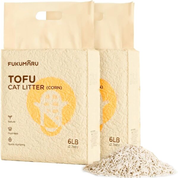 FUKUMARU Tofu Kattegrus 5,4 kg, kattegrus til katte, blandet majspellet, støvfri og let klumpende, lugtkontrol, skyller på toilettet, små rester Gå til FUKUMARU butikken