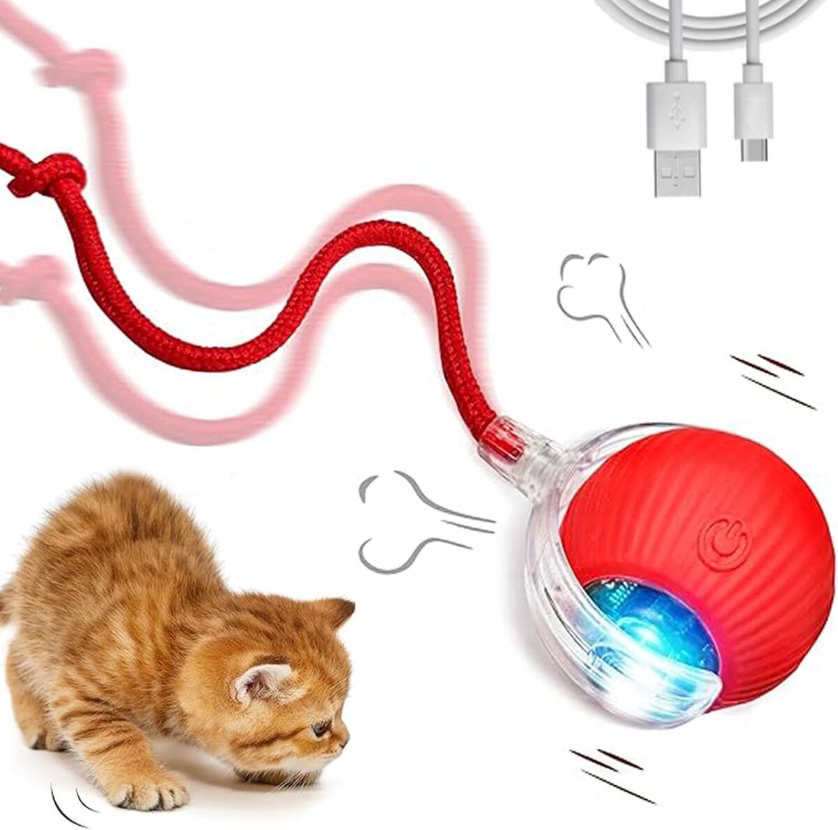 Katten speelgoed, katten speelgoed met weinig geluid, interactief katten speelgoed met USB, intelligent obstakel vermijdend katten speelgoed met elektrische bal,...