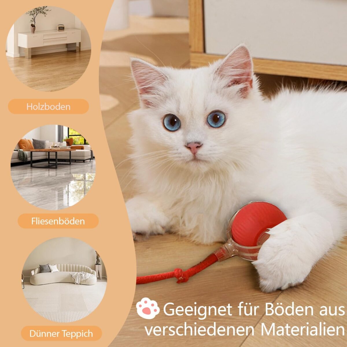 Katten speelgoed, katten speelgoed met weinig geluid, interactief katten speelgoed met USB, intelligent obstakel vermijdend katten speelgoed met elektrische bal,...