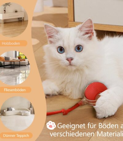 Katten speelgoed, katten speelgoed met weinig geluid, interactief katten speelgoed met USB, intelligent obstakel vermijdend katten speelgoed met elektrische bal,...