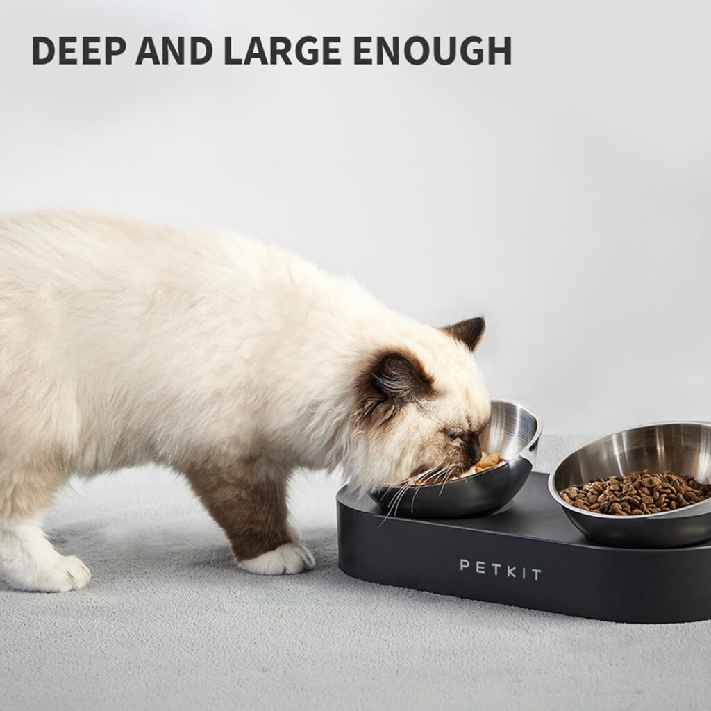 PETKIT CYBERTAIL Roestvrijstalen verhoogde kom schuin, voerbak en voerbakken, antislip, geen verharing, voor katten en kleine honden