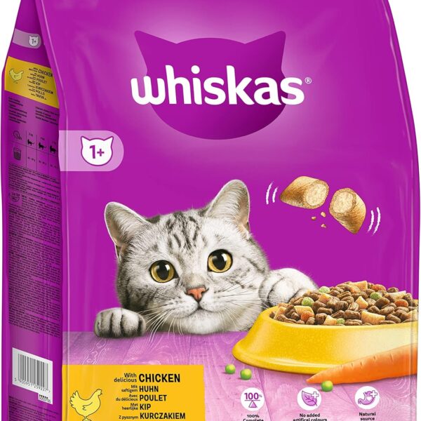 Whiskas Adult 1+ droogvoer voor katten met kip, 7 kg (1 zak) - hoogwaardig droogvoer voor volwassen katten vanaf 1 jaar